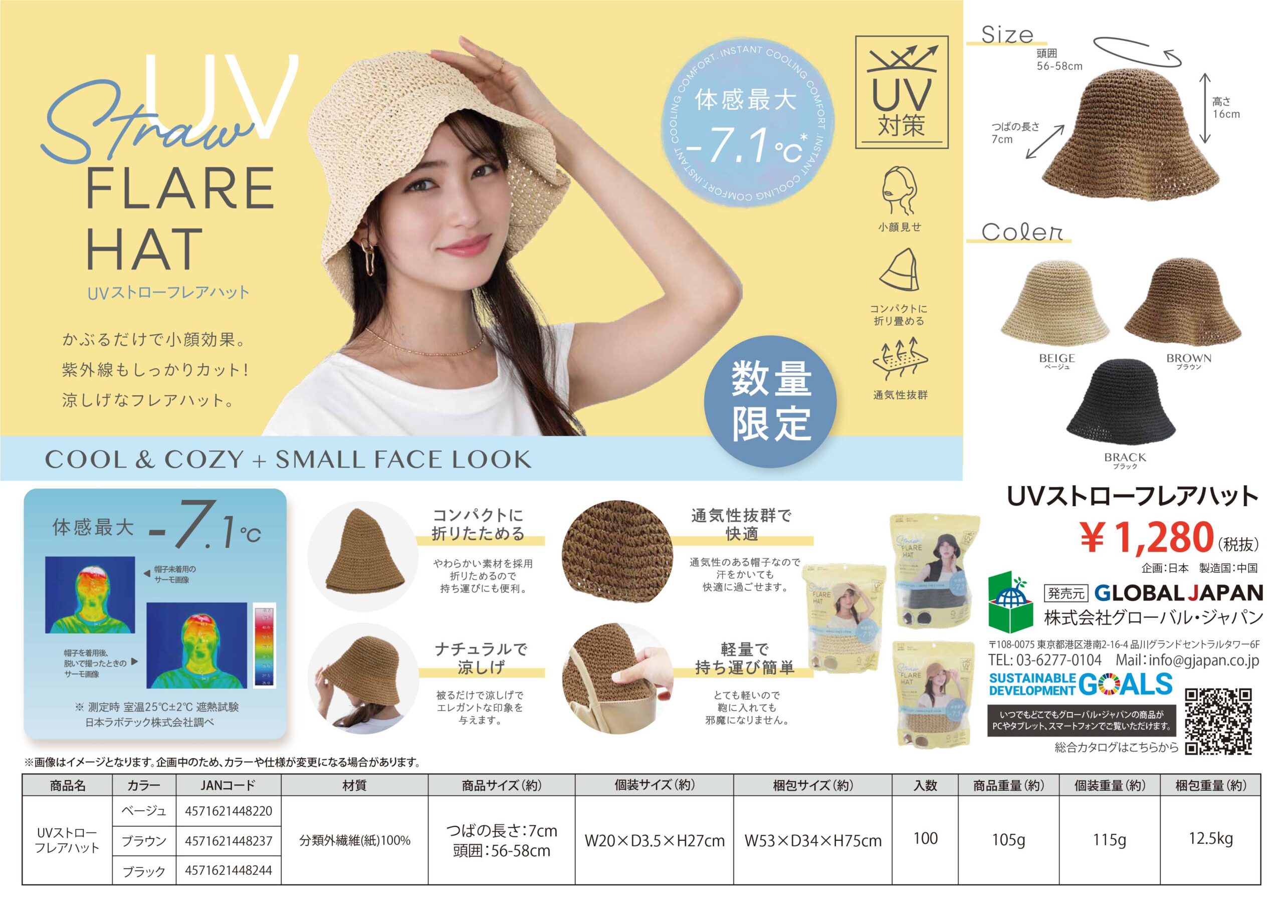 ■UVストローフレアハット_1280円